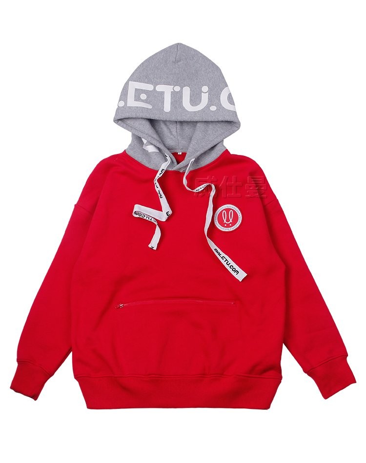 男加絨加厚拼色帽衫高端圓領(lǐng)套頭衛(wèi)衣定制